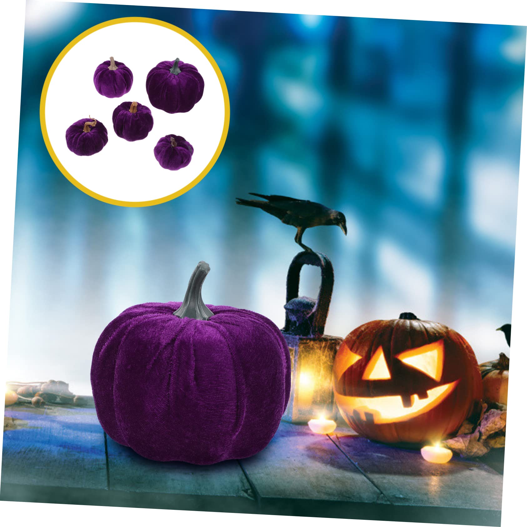 Ciieeo 5pezzi Zucca Decorativa Artificiale Zucca Finta per Halloween e Ringraziamento Ornamento Reale
