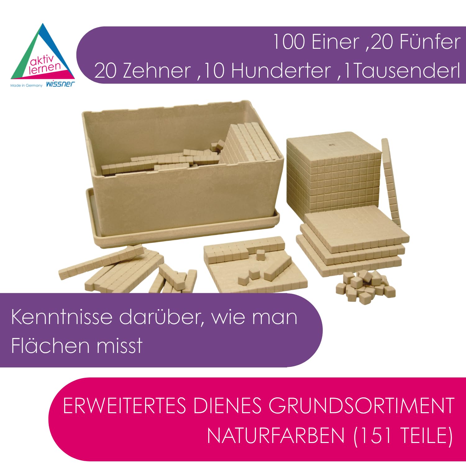 WISSNER® RE-Wood Dienes Grundsortiment (151 Teile) – Lernspielzeug