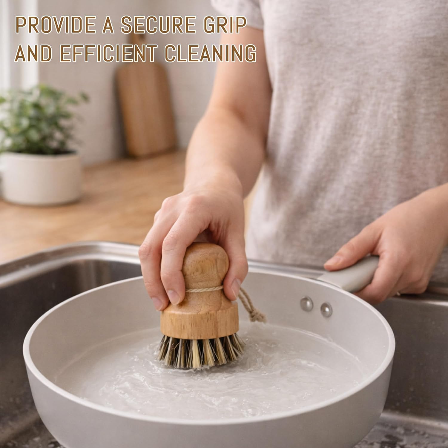12 Pcs Bamboo Dish Brush Set, Palm Wooden and Sisal Bristles Dish Scrubber, Dish Brushes with Lanyard, Durable Wood Dishes Scrub, Natural Round Vegetable Cleaning Pots Pans Sink Washing Kitchen Brush