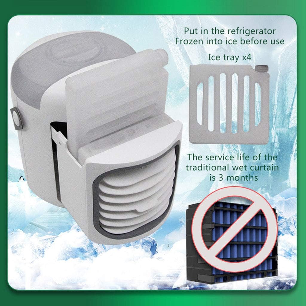 Portable Air Conditioner USB Charging Portable Air Conditioner Fan with 3 Speeds 7 Colors Cordless Personal Air Cooler with Handle for Home with 4 Ice Trays/2500AM Mobile Lithium Battery