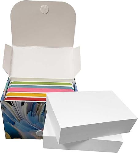 Debra Dale Designs - Tarjetas de índice en blanco de 4 x 6 pulgadas con cuatro anillos, color blanco, 200 tarjetas, caja de sistema de estudio con