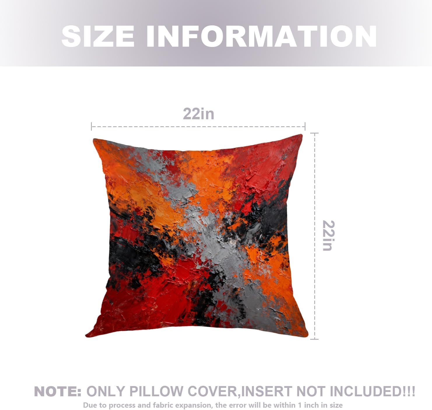 Bright Artistic Abstract Modern Throw Pillow Covers,Beautiful Blue and Red Cushion Cover Digital Blended Hidden Zipperl Decorative Pillowcases for Hair Skin Square 22X22 in 2 Pcs