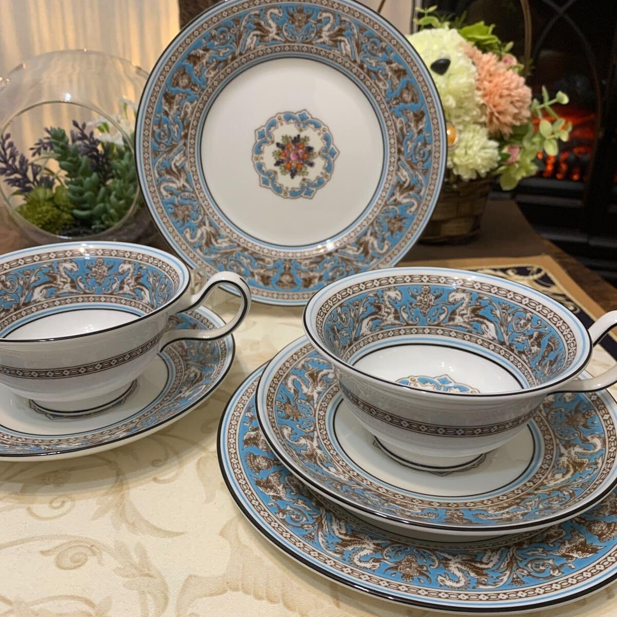 ウエッジウッド フロレンティーンターコイズ 20cm サラダ ボウル 美品