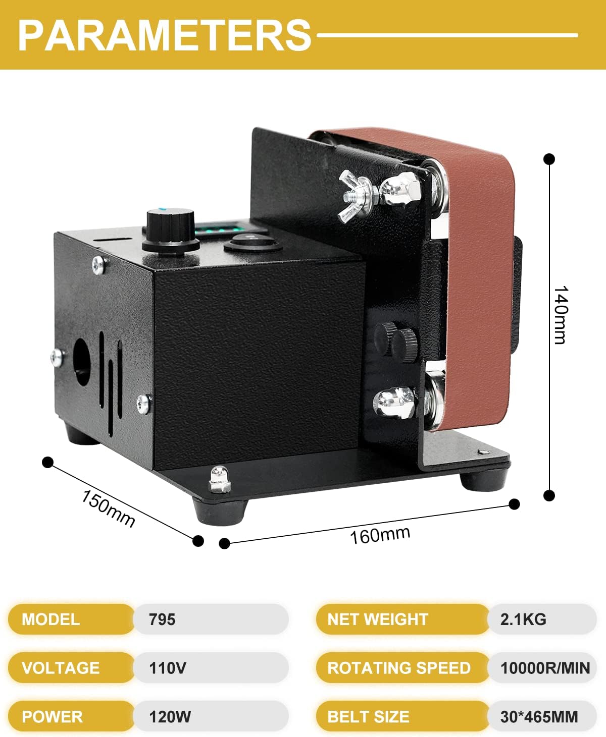 DIY Mini Belt Sander 180W 1.2x18in Upgrade Electric Polishing Grinding Machine with Digital Display Electric Knife Grinder Sharpener with 15PCS Abrasive Belt for DIY Woodworking,Metal,Knife - - 