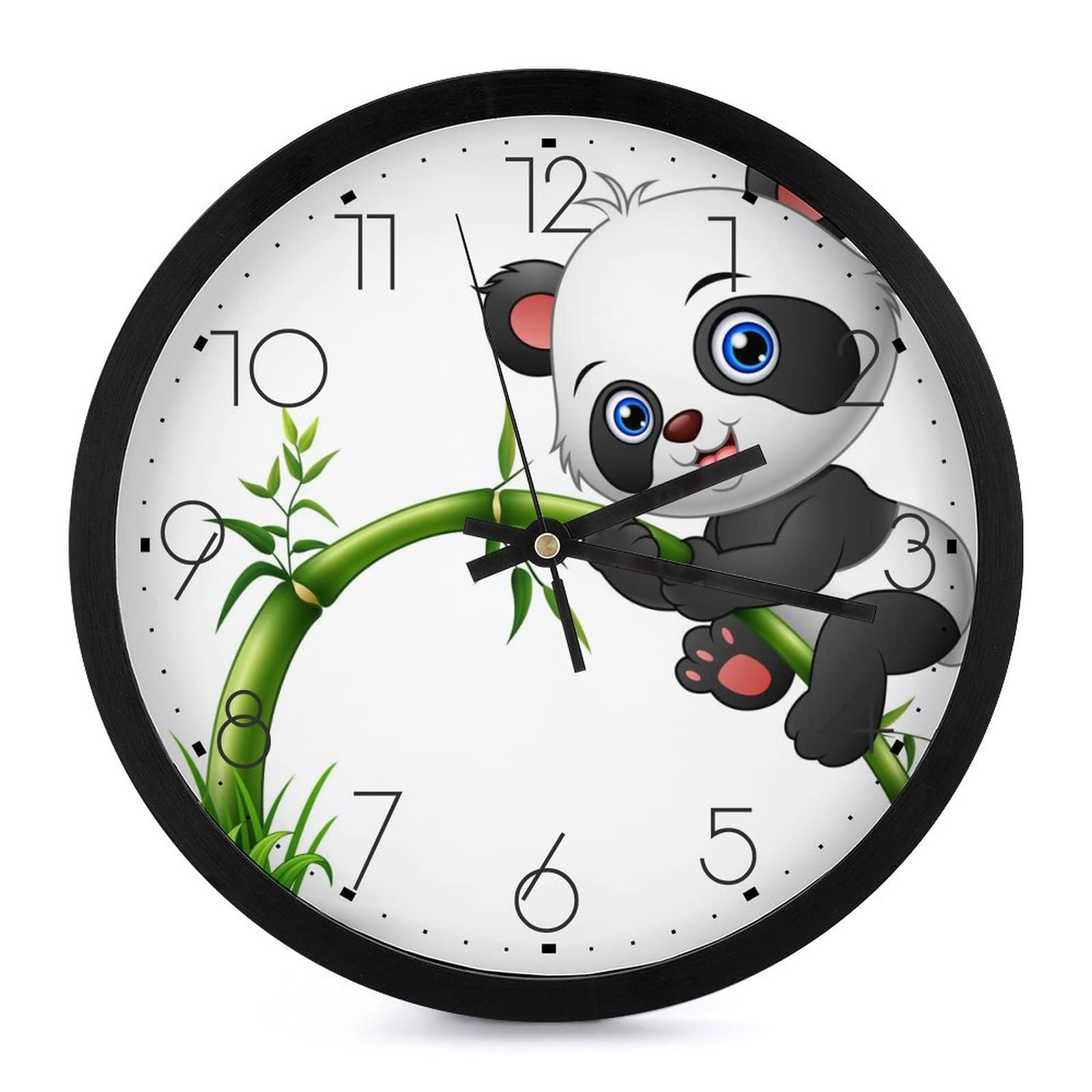 Pendule murale moderne panda silencieuse au design épuré 25.4cm