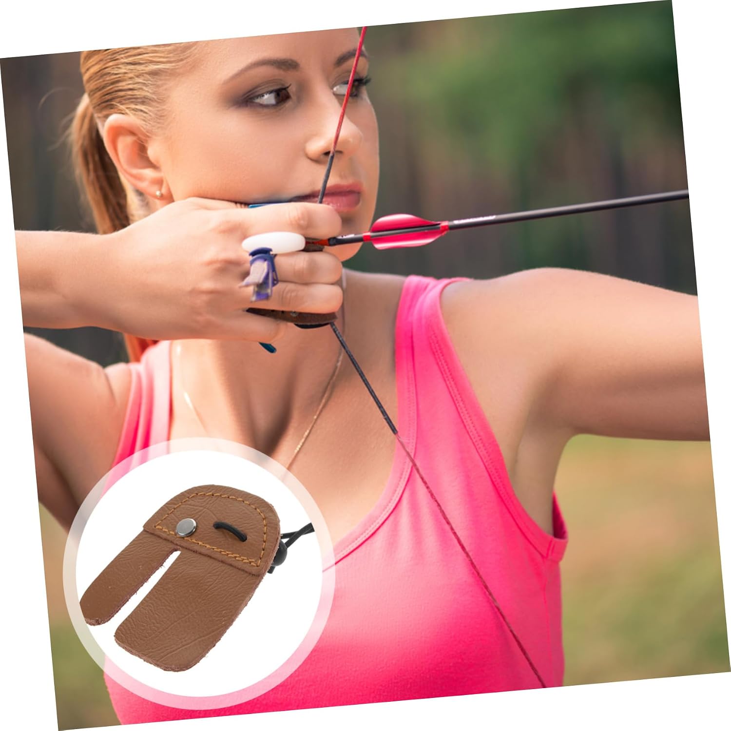 Cowhide Archery Finger Tab Protective Gear for Right-Handed Archers Lightweight and Comfortable Design for Hunting and Target Shooting
