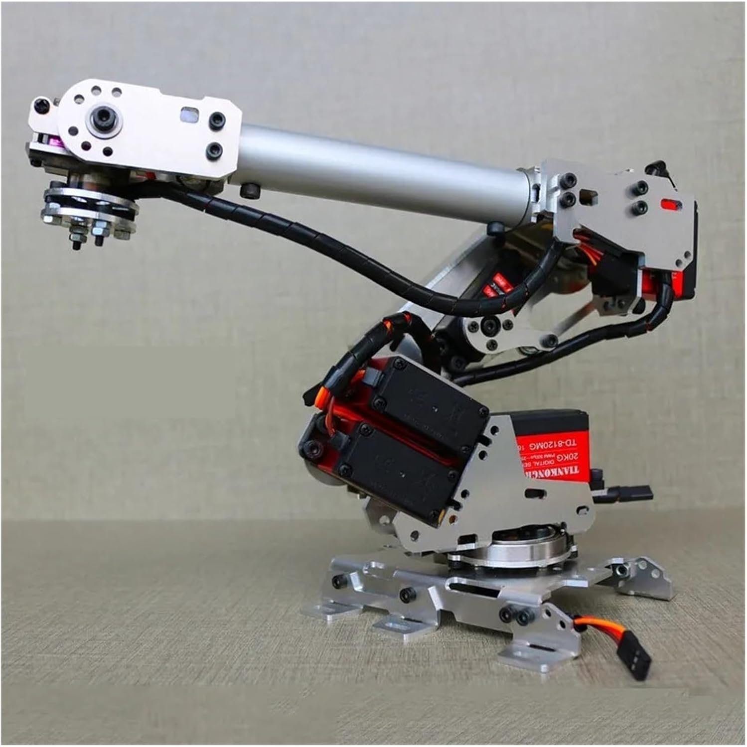 260mm 6 Axis Robot Arm Frame/with Tank, Unassembled Kit 6 DOF Mechanical Arm Industrial Robotic Model TD-8120MG(Size:1set with Tank)
