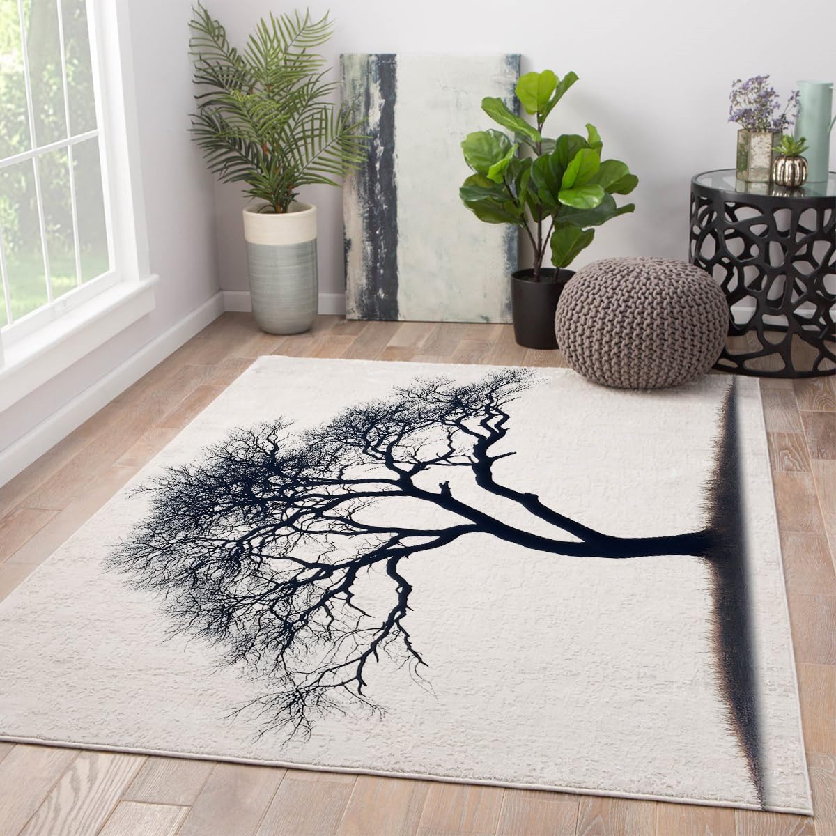 Tapis de salon lavables style Japandi antidérapant pour en finir avec les taches