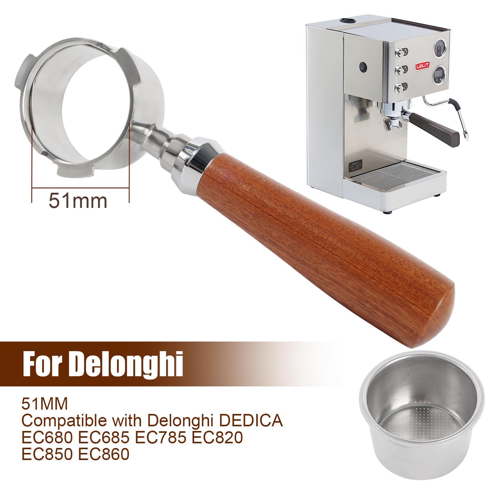 Porte-filtre sans fond MAttinata Porte-filtre en acier inoxydable 51MM Porte-filtre sans fond MAttinata Porte-filtre en acier inoxydable 51MM