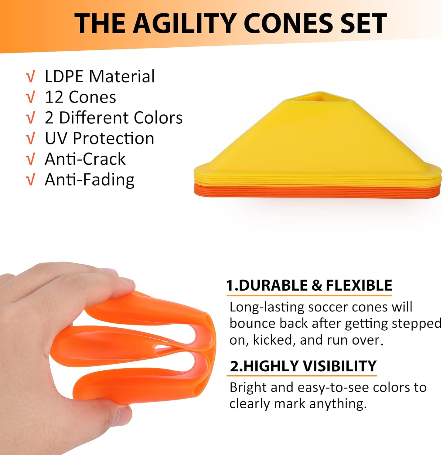 GIEMIT Speed Agility Workout Ladder Training Equipment Set with Agility Ladder 240inch 12 Rungs & 12 Agility Cones, Perfect for Kids Teens Soccer Exercise Training，Included Carry Bag (Orange) : Sports & Outdoors