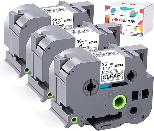 Miniatura 1 de Hehua Tze Tz - Cinta transparente laminada de 1.417 in compatible con Brother P-Touch TZe-161 TZe161 TZ-161 TZ161 TZ161 TZ161 Cinta de etiquetas