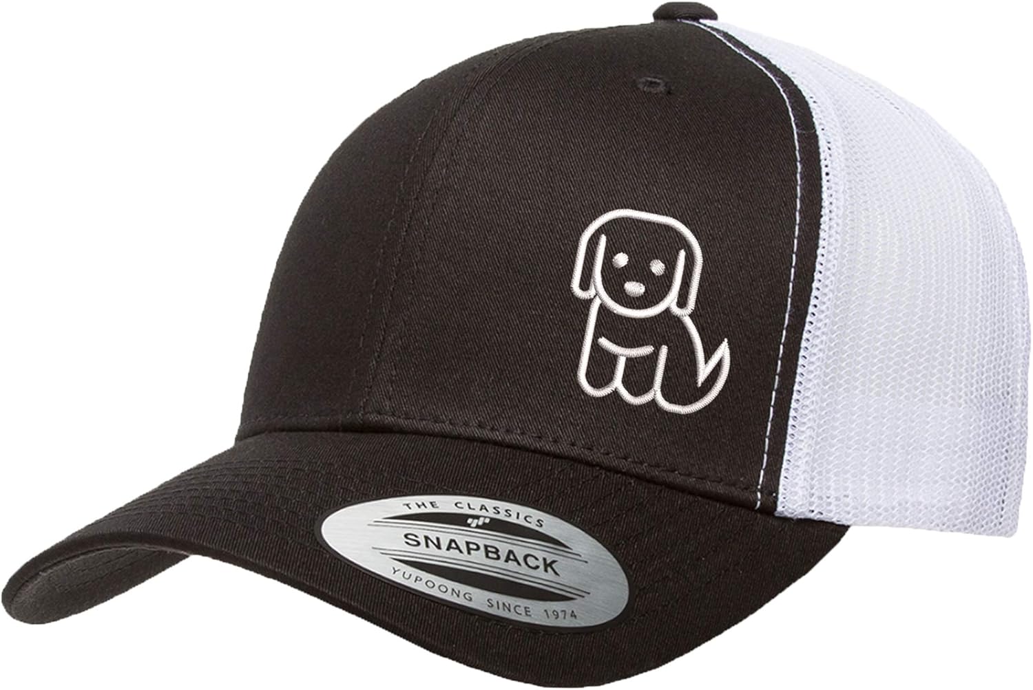 Embroidered Puppy Trucker Hat - Adjustable Mesh Snapback Baseball Cap for Men and Women, Casual Outdoor Style