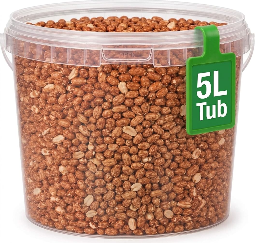 5L Tub Premium Bird Food - High Protein Peanuts for Wild Birds, Rich in Healthy Fats, Fibre & Vitamins, Ideal for Feeders, Supports Bird Health, Clean & Fresh Wild Bird Food