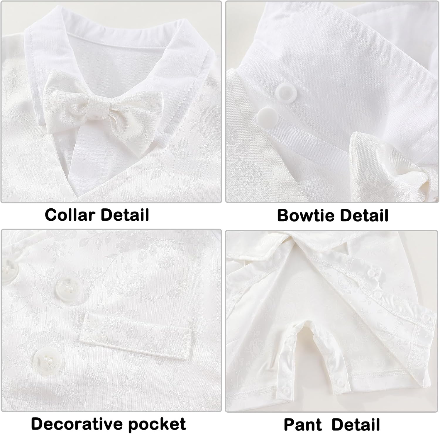 Hresadio Baby Boy Gentleman Romper with Bow Tie Newborn Tuxedo Jumpsuit Baby Formal Outfits Clothes 0-18 Months - Image 5