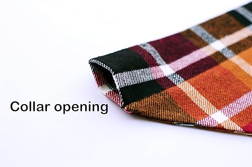 Miniatura 5 de Plaid Flannel Over the Collar Dog Bandana Perfect for Thanksgiving and Christmas, Handmade Warm and Soft Slip On Pet Bandana for Fall and Winter