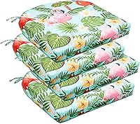 Vista 59 de downluxe - Cojín para asiento, redondo, impermeable, para exteriores e interiores, para patio o jardín, 43 x 41 x 5 cm, amarillo, paquete de 4