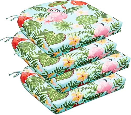 Miniatura 59 de downluxe - Cojín para asiento, redondo, impermeable, para exteriores e interiores, para patio o jardín, 43 x 41 x 5 cm, amarillo, paquete de 4