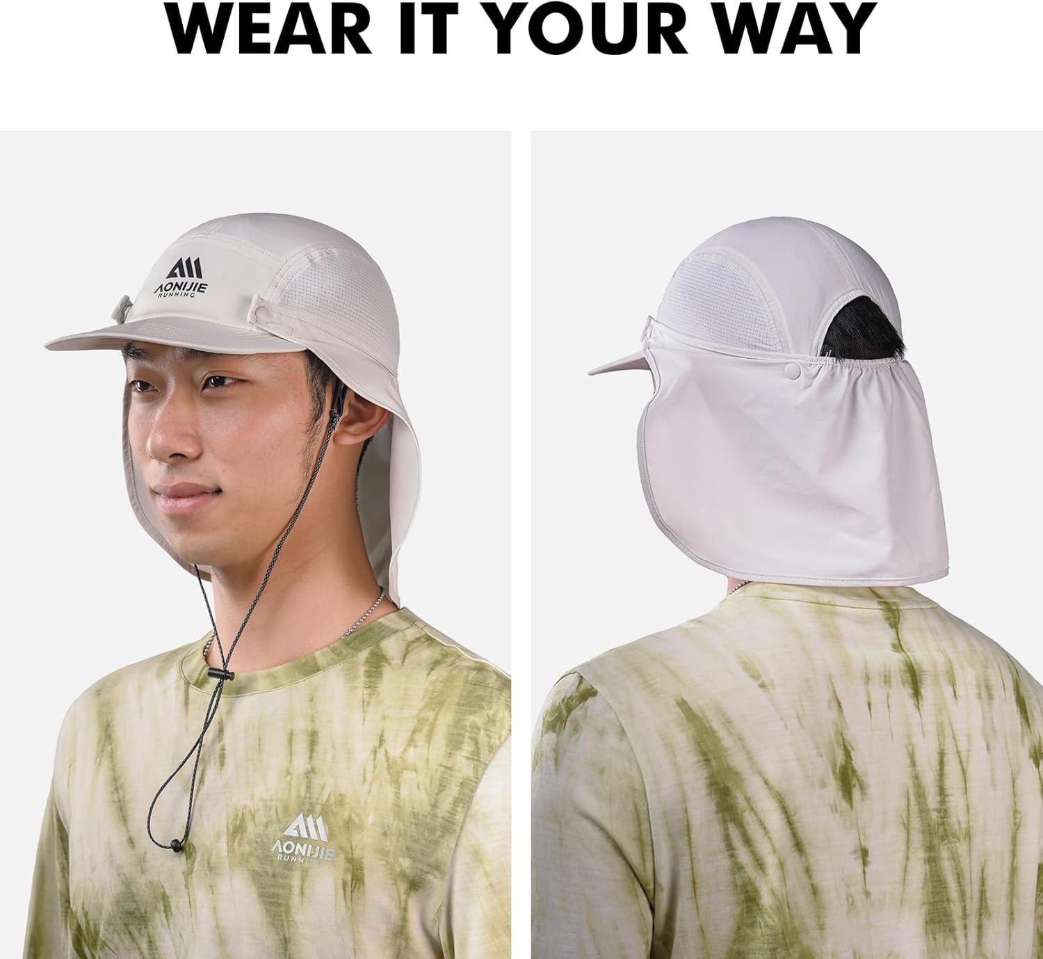 AONIJIE Sun Hat with Removable Neck Flap for Men & Women - Breathable Mesh Fishing Hat, Lightweight Hiking Sun Cap