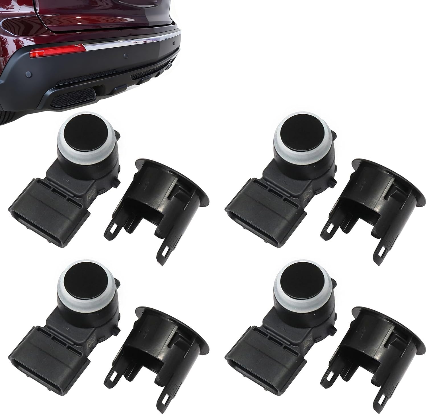 XQSMWF 4PCS Rear Bumper Parking Sensor with Retainer Compatible with Acura MDX RLX 2014-2016 TLX 2015-2016 3.5L V6, Replaces 39680TZ5A01 39681TZ5A01, Reverse Backup PDC Sensor Black