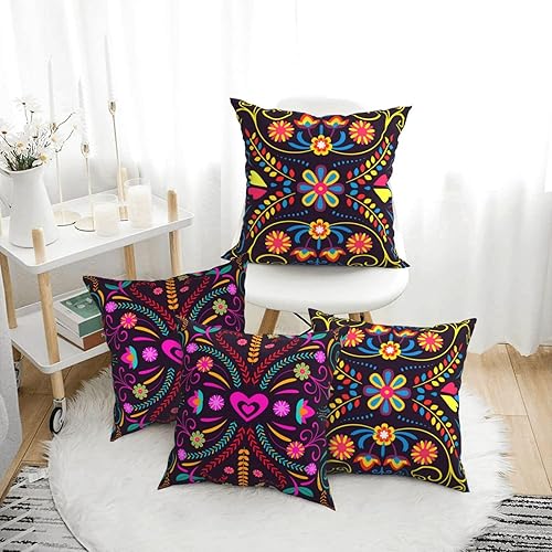 Miniatura 2 de 4 fundas de almohada del Día de los Muertos, fundas de almohada de fiesta mexicana, coloridas libélula y dalia, funda de cojín cuadrada Dia de los