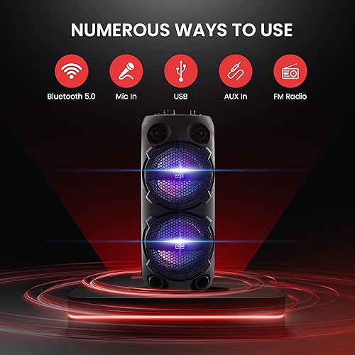 Miniatura 3 de Pyle Altavoz PA portátil Bluetooth de EE. UU., sistema de audio de karaoke BT recargable de 200 W, doble 6 pulgadas, para interiores y exteriores,