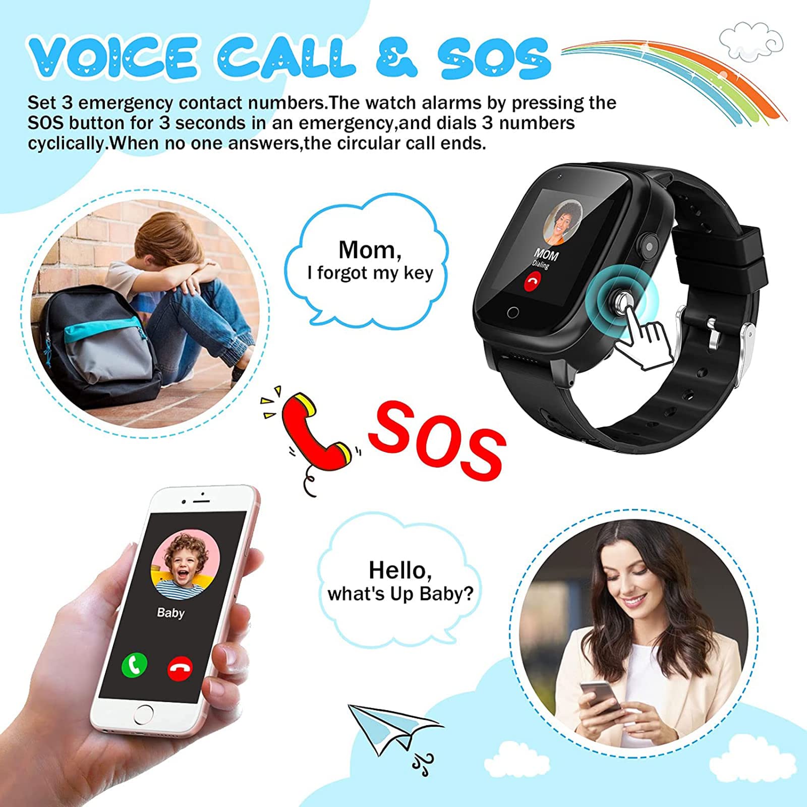 Smartwatch 4G dla dziewcząt i chłopców, inteligentny zegarek dla dzieci, IP67, wodoodporny, WiFi, smartwatch, telefon z GPS Tracker, rozmowa wideo, rozmowa telefoniczna, SOS, dla dzieci w wieku