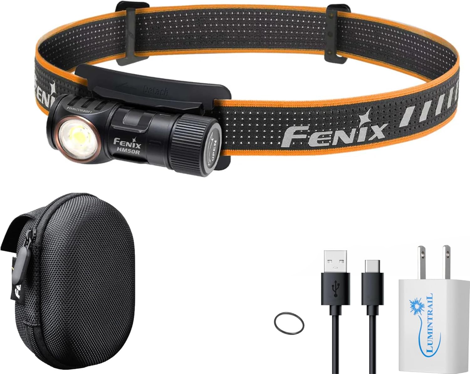 Fenix HM50R V2.0 Headlamp with APB-20 Carrying Case, 700 Lumens White LED Light with Red Light, USB Rechargeable, Lightweight, with a USB Wall Plug
