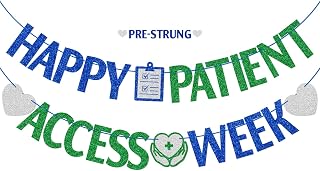 FOZEE Patient Access Week Banner, Patient Access Week Party Decorations, Happy Patient Access Week Sign, Patient Access Appreciation Week Decoration, Green and Blue Glitter