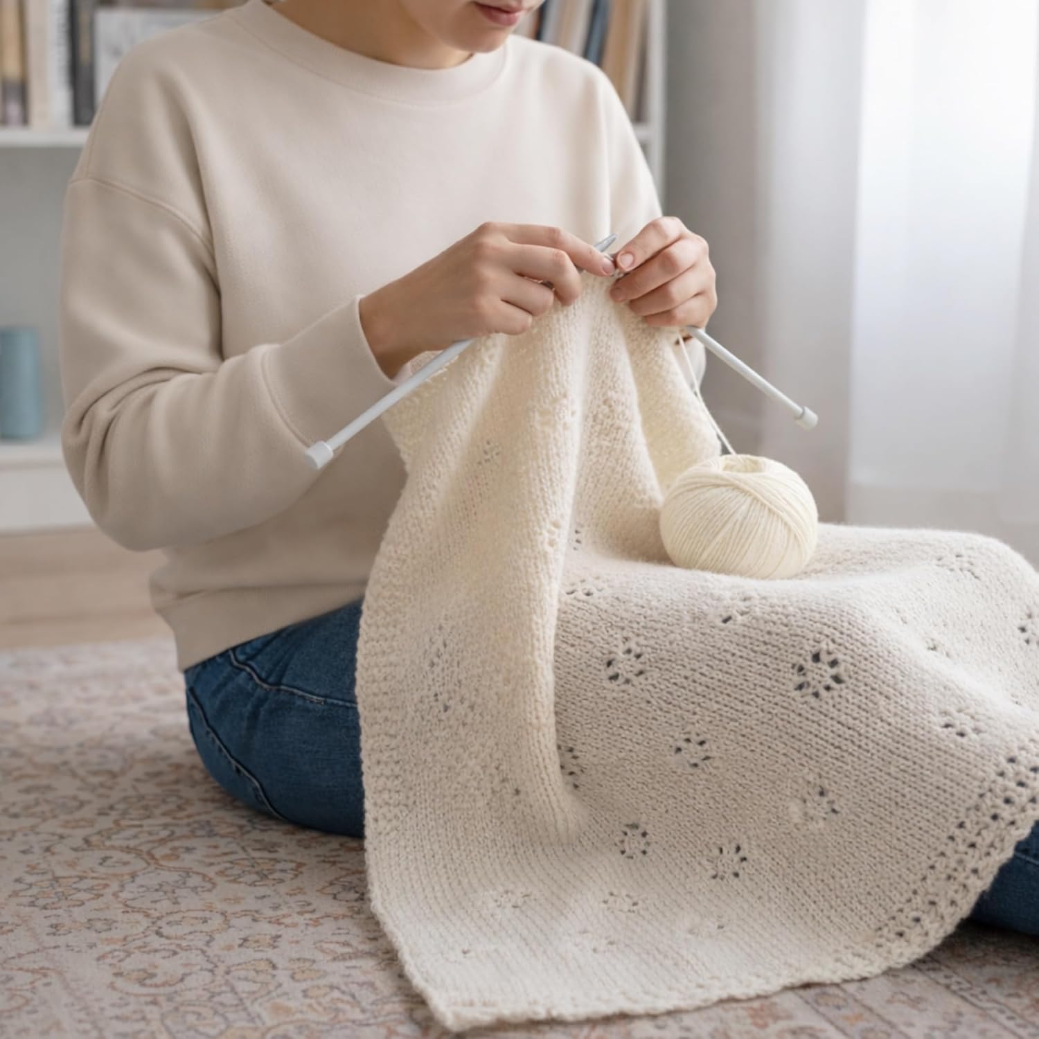 2-Pack 100% Merino Wool for Kids Natural Yarn with Aloe Vera for Knitting and Crocheting Baby Soft Made in Italy 3.6 oz. 372 yds (White - 978, 2)