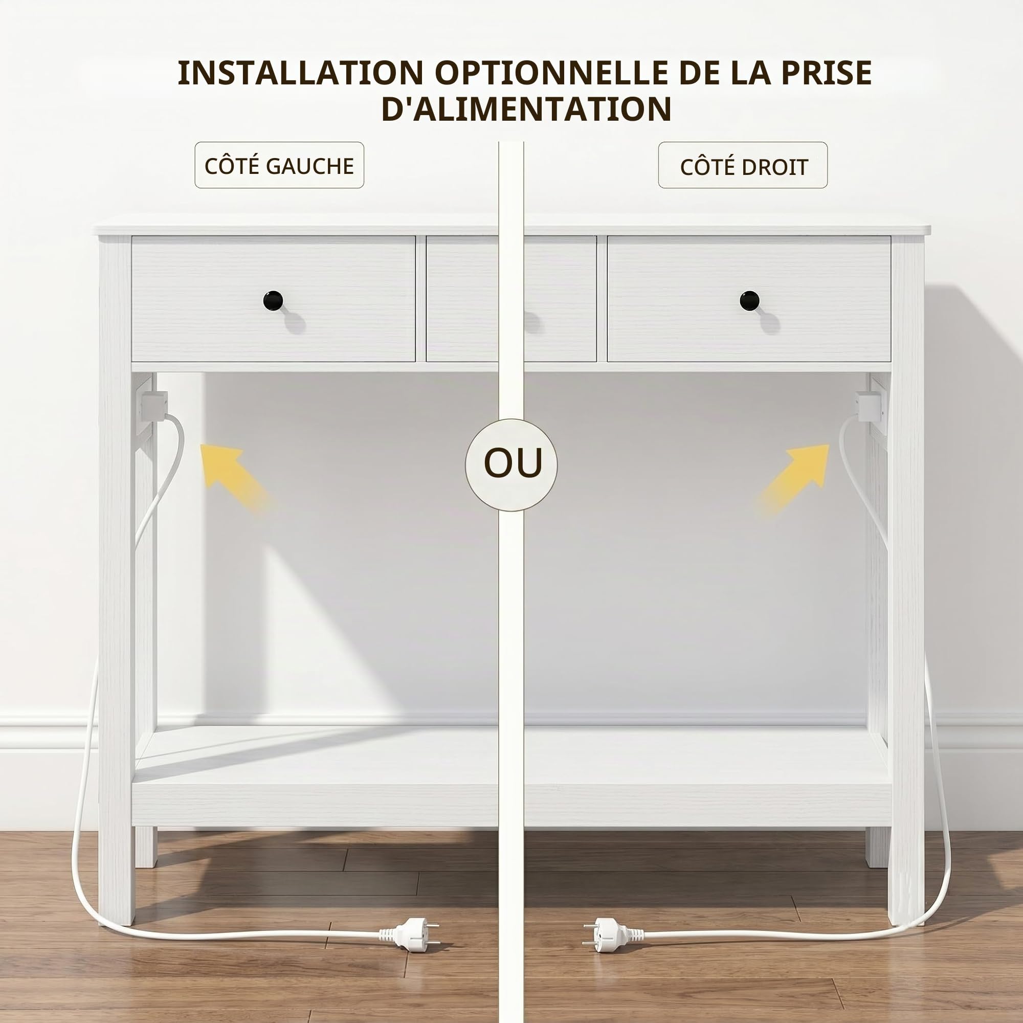 Xbro Console Entree avec Prises, 100 × 30 × 80 cm, Beige