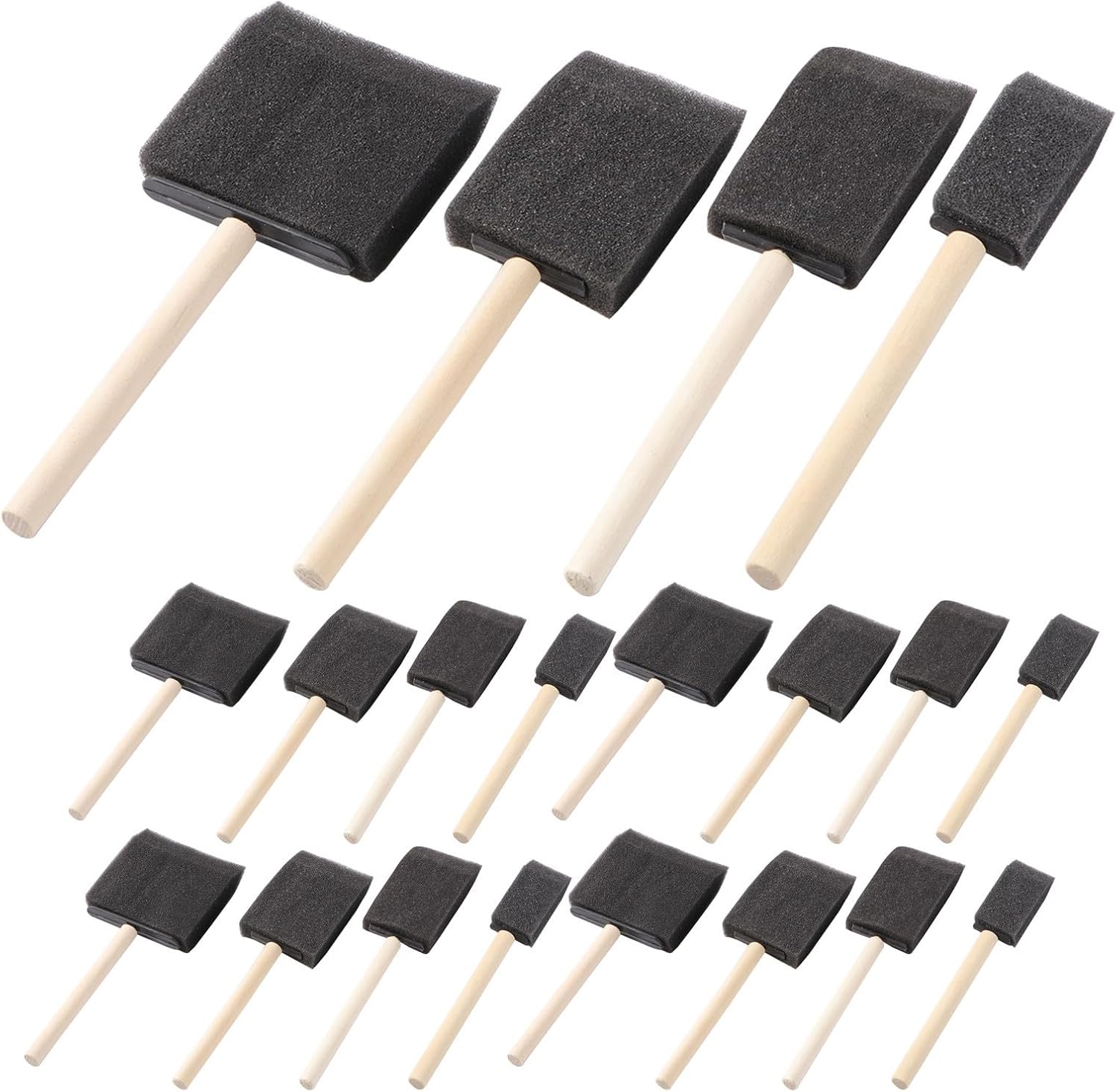 24pcs Foam Sponge Paint Brushes for Acrylic Painting with Wood Handles, Efficient Paint Application and Comfortable Grip, for Creative Activities and Crafts