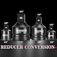 Vista 5 de AOBEN Juego de 8 adaptadores y reductores de impacto, 1/4, 3/8, 1/2" Adaptador de enchufe SAE, Kit de conversión de destornillador de impacto