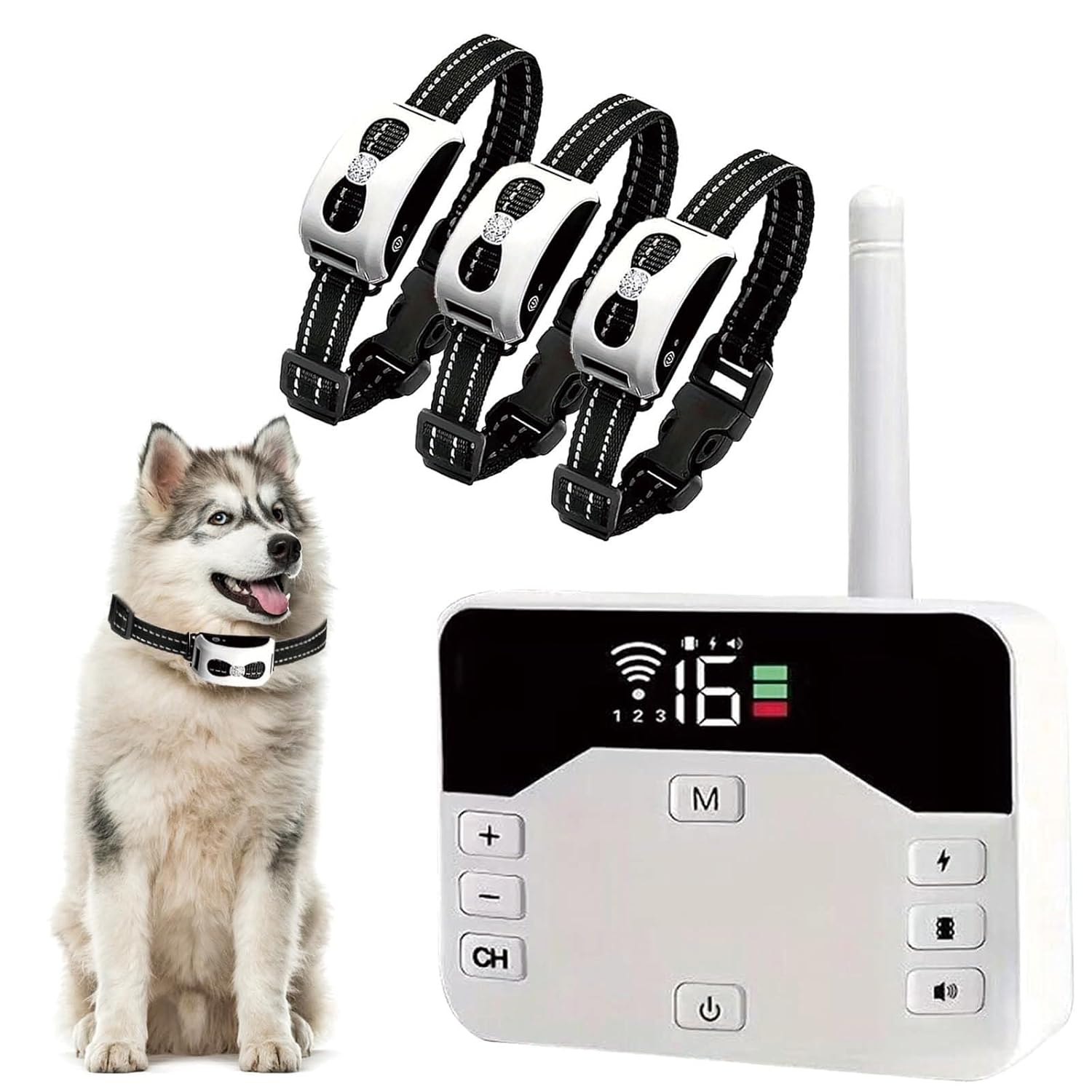 Dog Wireless Fence Electric Dog Fence Remote Training Collar Waterproof Rechargeable Large Signal Range of 80-1640ft Vibration Shock