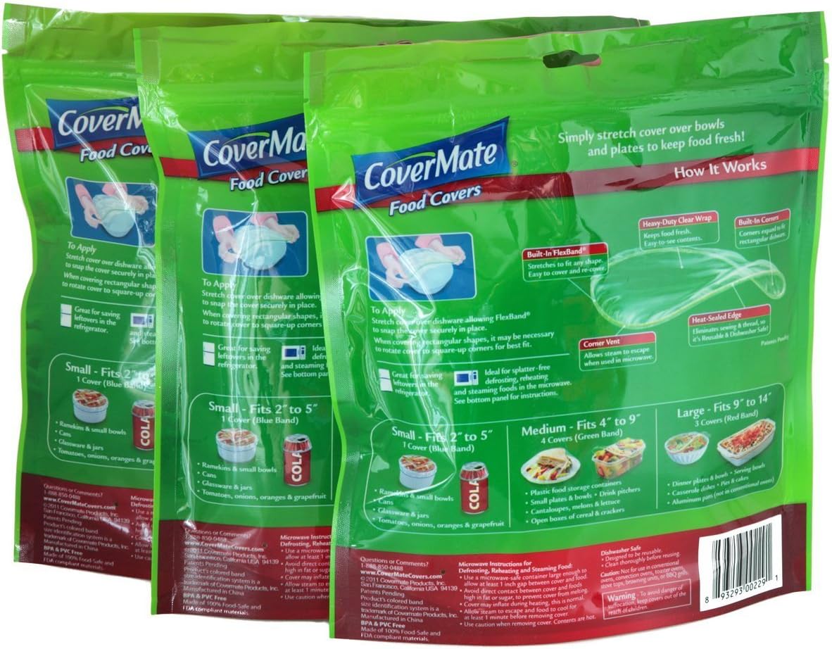 Covermate Stretch-to-fit Food Covers 3 pack