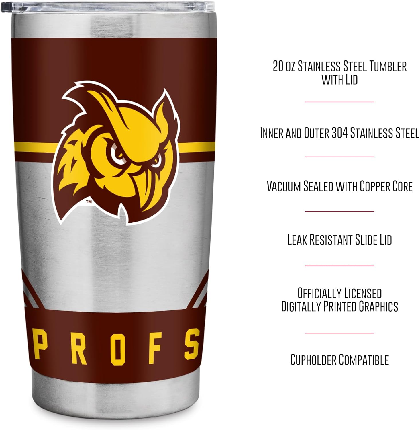 Rico Industries NCAA Rowan Profs Standard 20oz Stainless Steel Tumbler with Lid - Great For Coffee, Tea, Water or Cocktails - Image 7