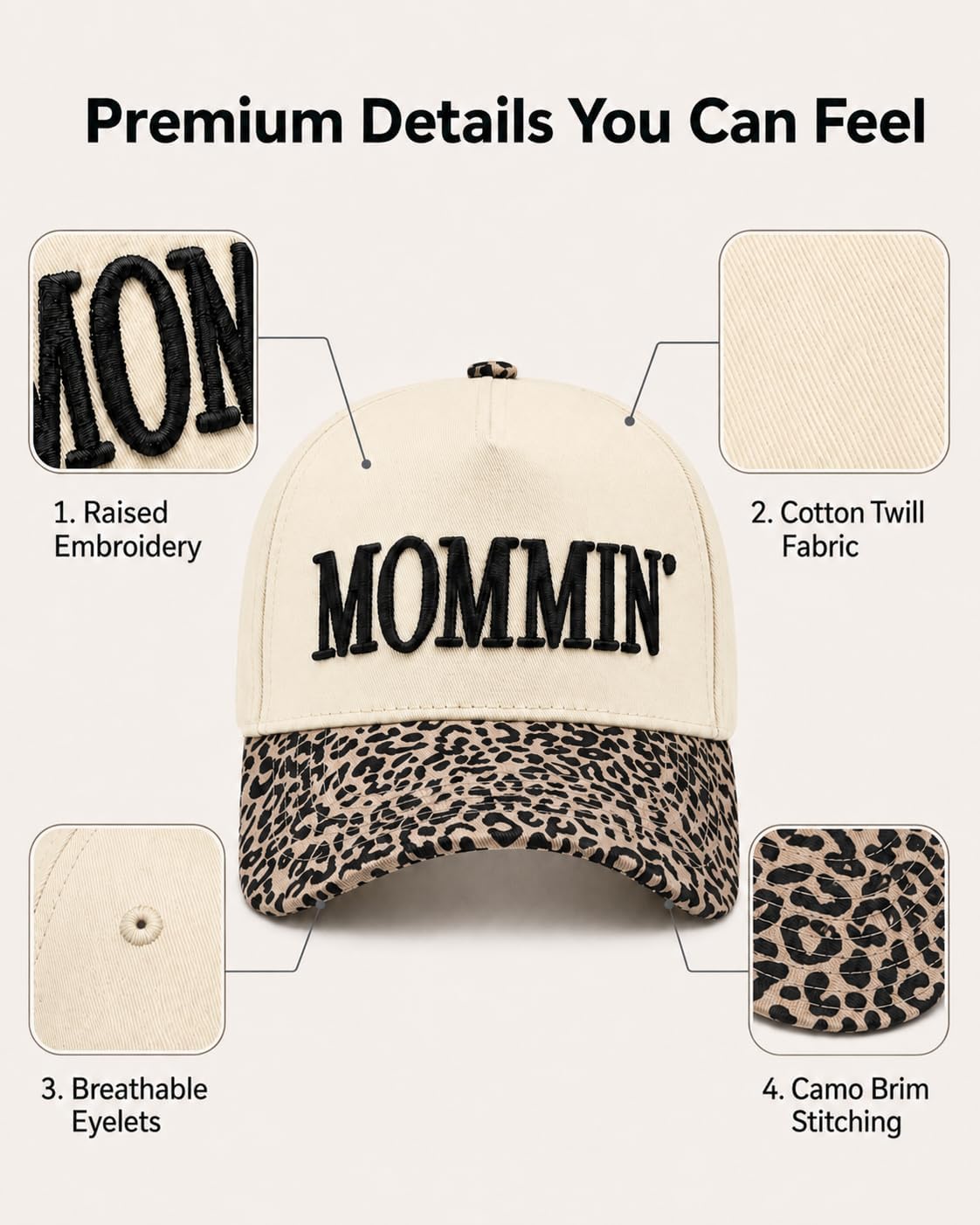 Mommin Trucker Hat for Women, Adjustable Embroidered Mom Baseball Cap -Christmas Mothers Day Birthday Gifts for Mom & Wife