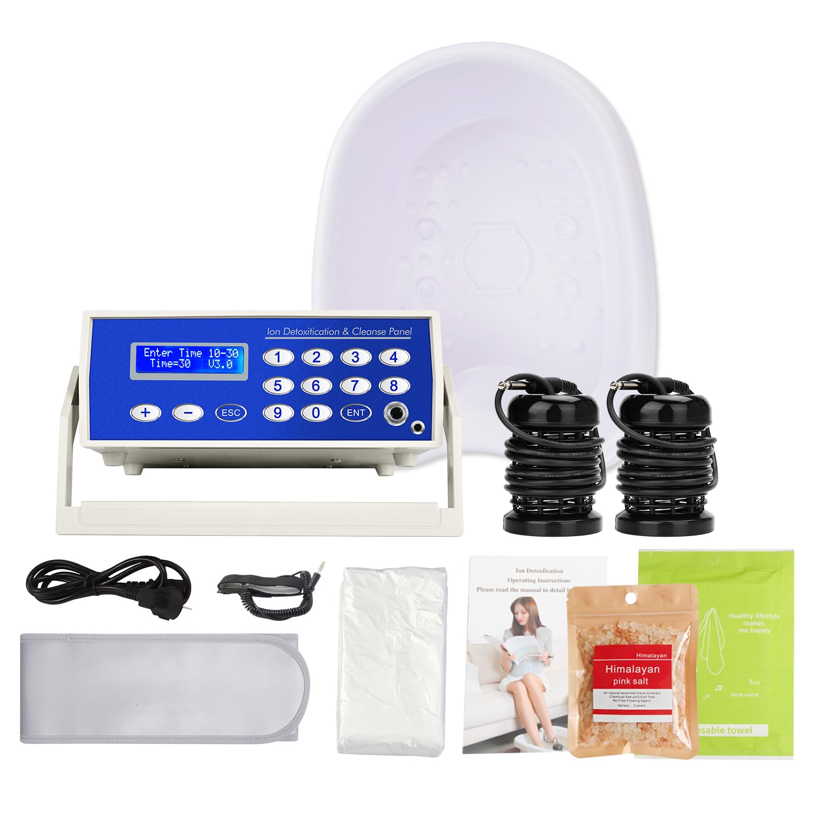 Ionic Detox pediluvio macchina regalo di compleanno Foot Spa Cleanse negativo sistema idrogeno con vasca professionale 10 rivestimenti, 2 matrici di pulizia agli ioni (tutti gli accessori