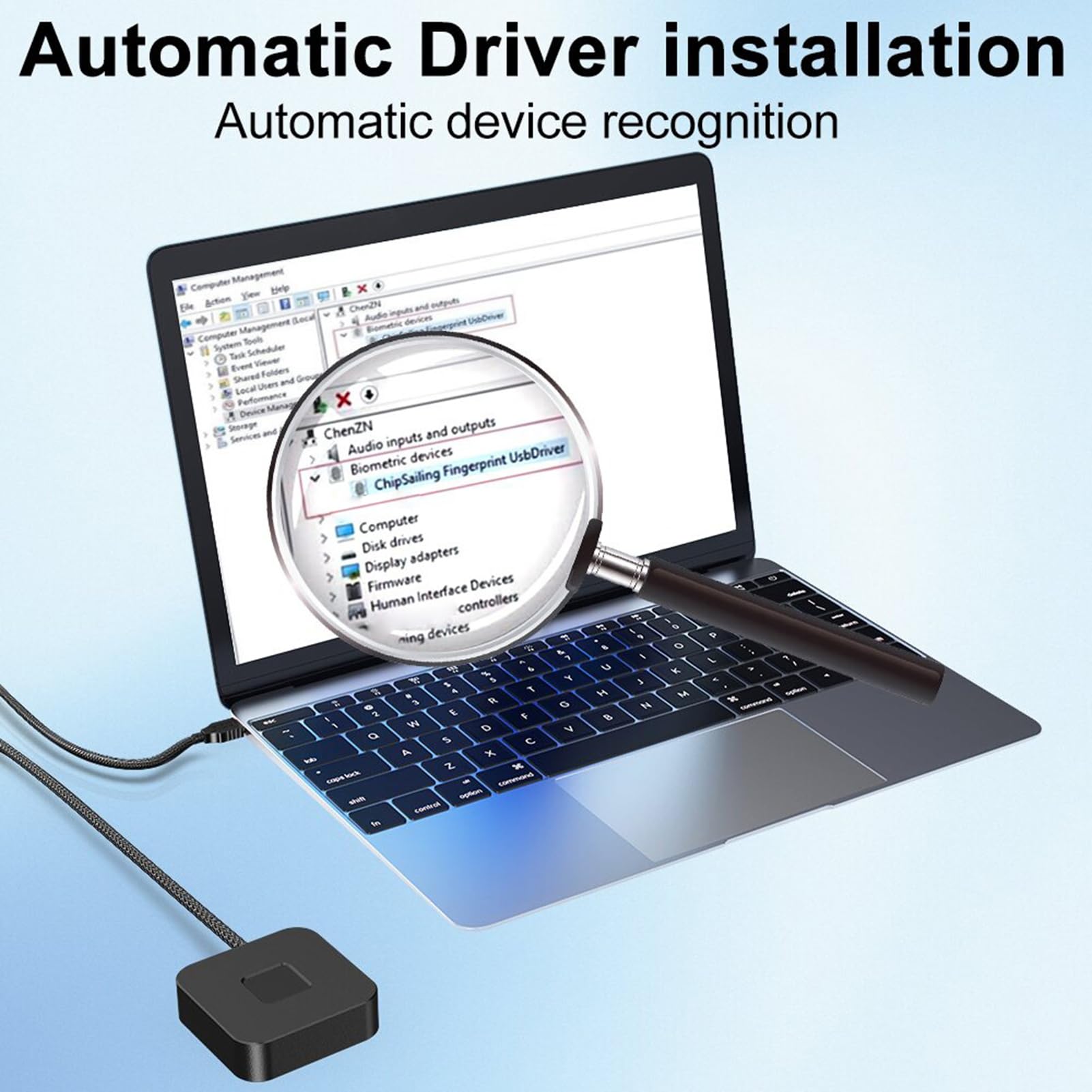Tosuny Lettore di Impronte Digitali USB Desktop per Wins 10/11 Hello, Dongle per PC per Scanner Biometrico di Impronte Digitali, Tocco a 360° e Corrispondenza Biometrica Rapida, Chiave di (BLACK)