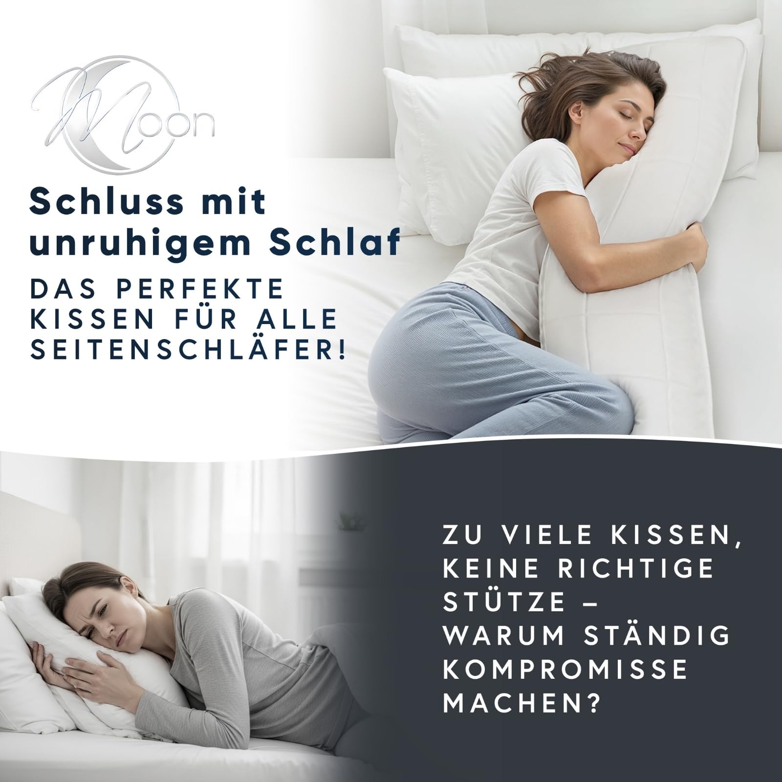 Moon Classic 2er Seitenschläferkissen 40x145 cm 100% Polyester (564373)