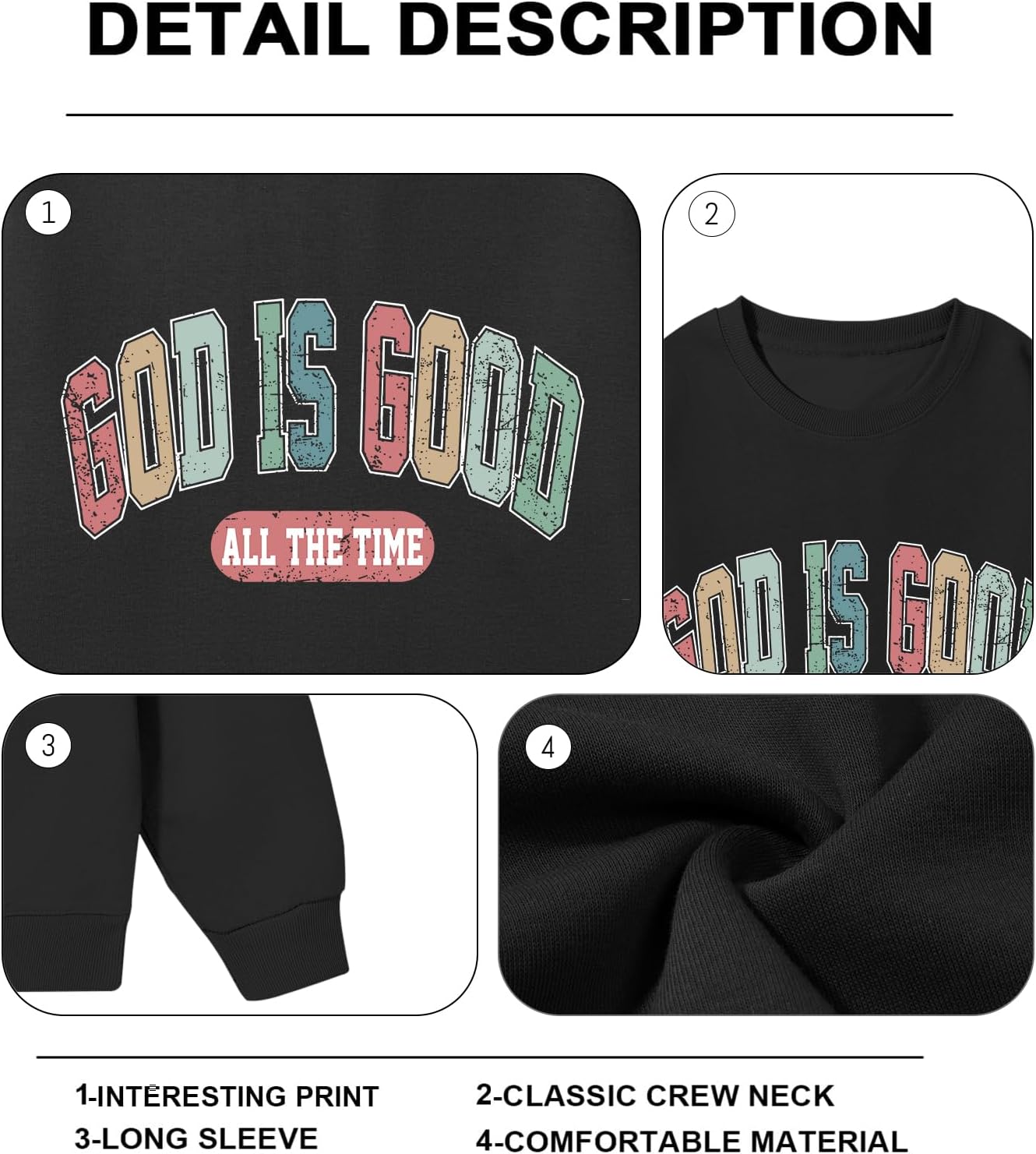 God Is Good Sweatshirt Christian Sweatshirts for Women Oversized Jesus Faith Shirts Inspirational Bible Verse Pullover - Image 6