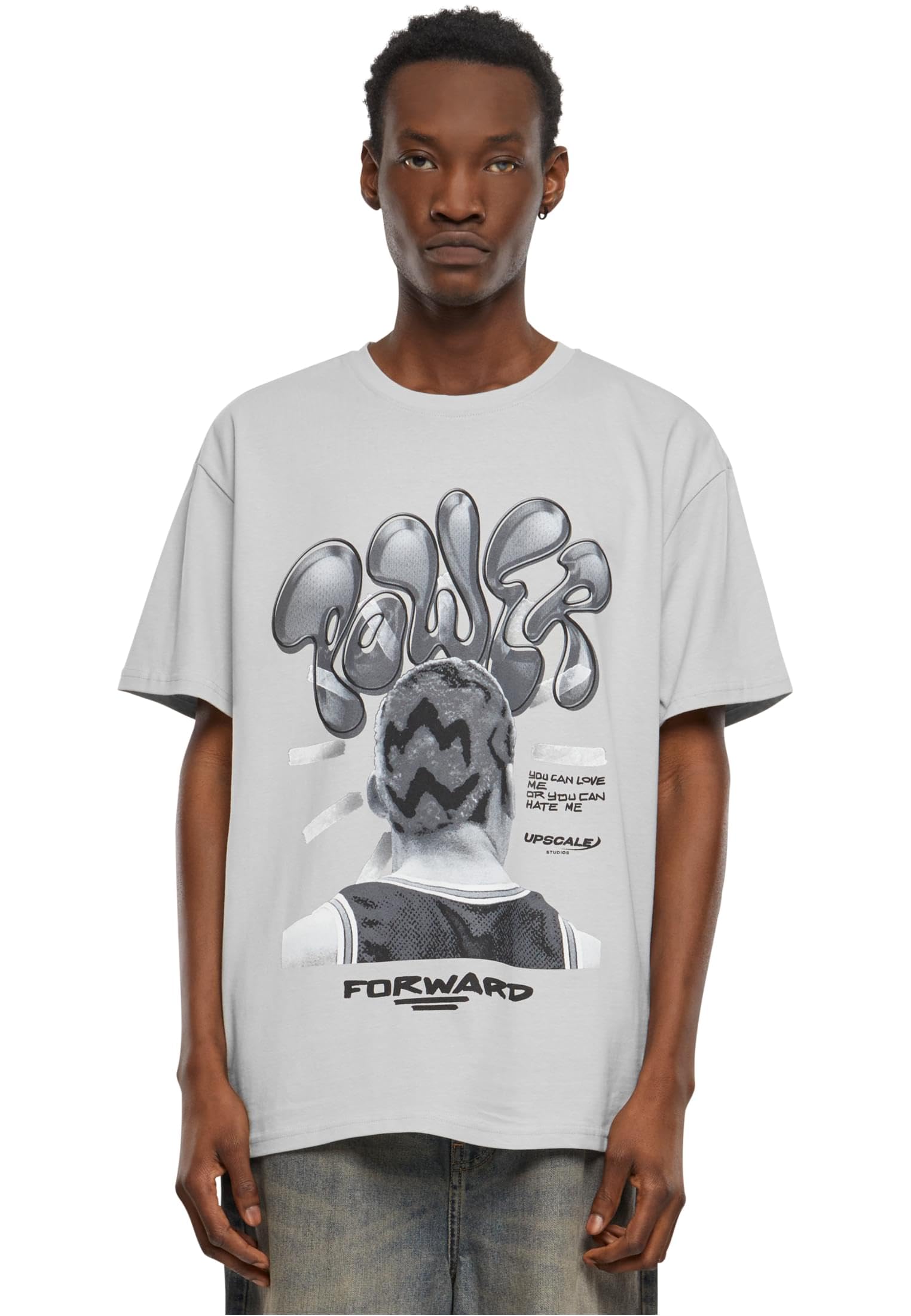 MT Upscale Men's Mister T-Shirt Power Foward 2.0 Oversize Tee, 100% Cotton, Light Asphalt, XL, XXL