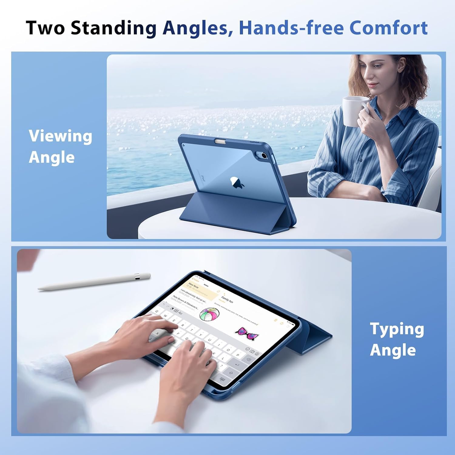 iPad case showing two standing angles