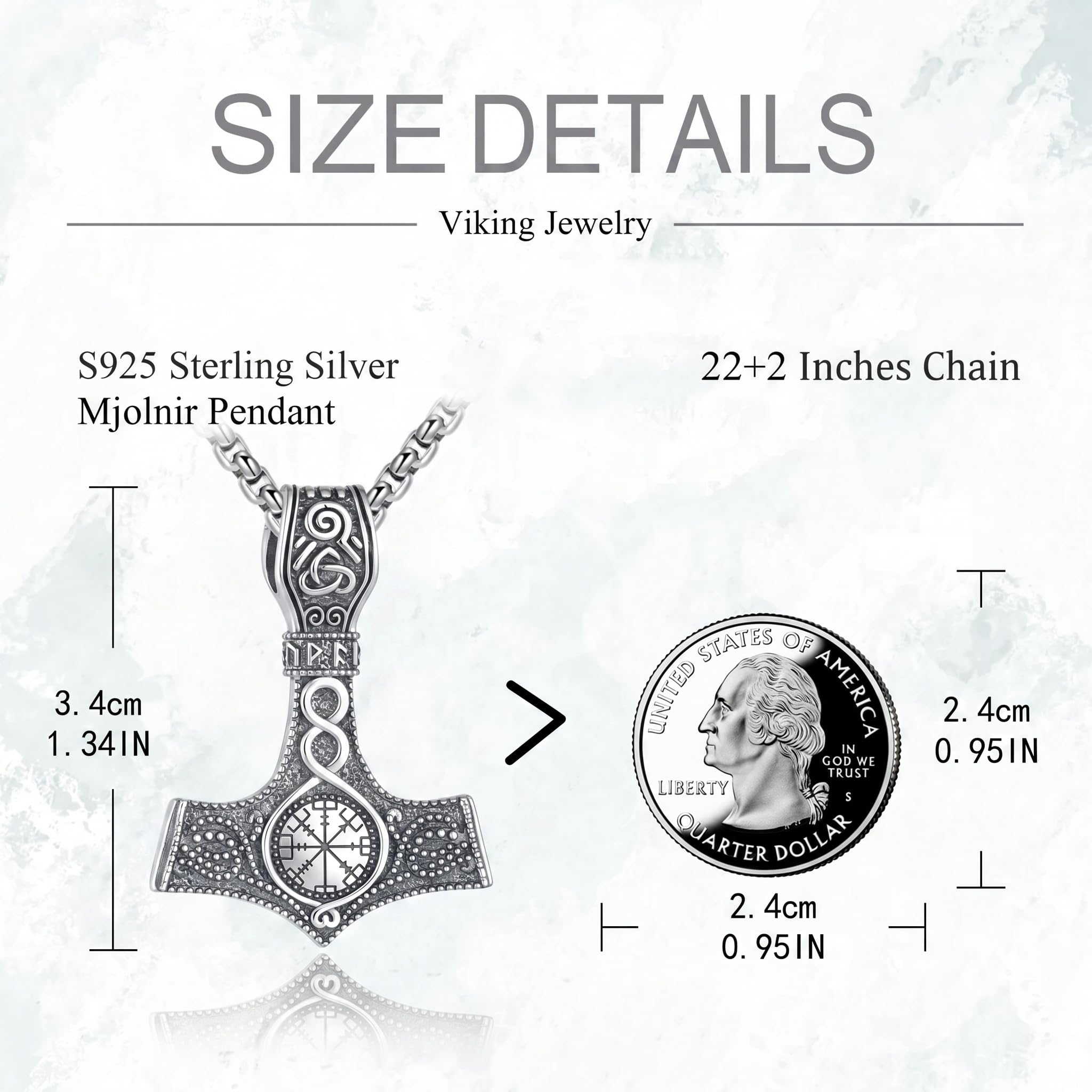 URONE Thor-Hammer-Kette Sterlingsilber Mjölnir-Anhänger Nordisches Runen-Amulett Wikinger-Schmuck Geschenkidee Für Herren