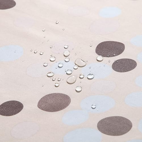 Vista 149 de Cortina de ducha de tela, estampado beige y tostado, cortinas de ducha con patrón de damasco bohemio de cachemira para baño, cortinas de baño Hudson