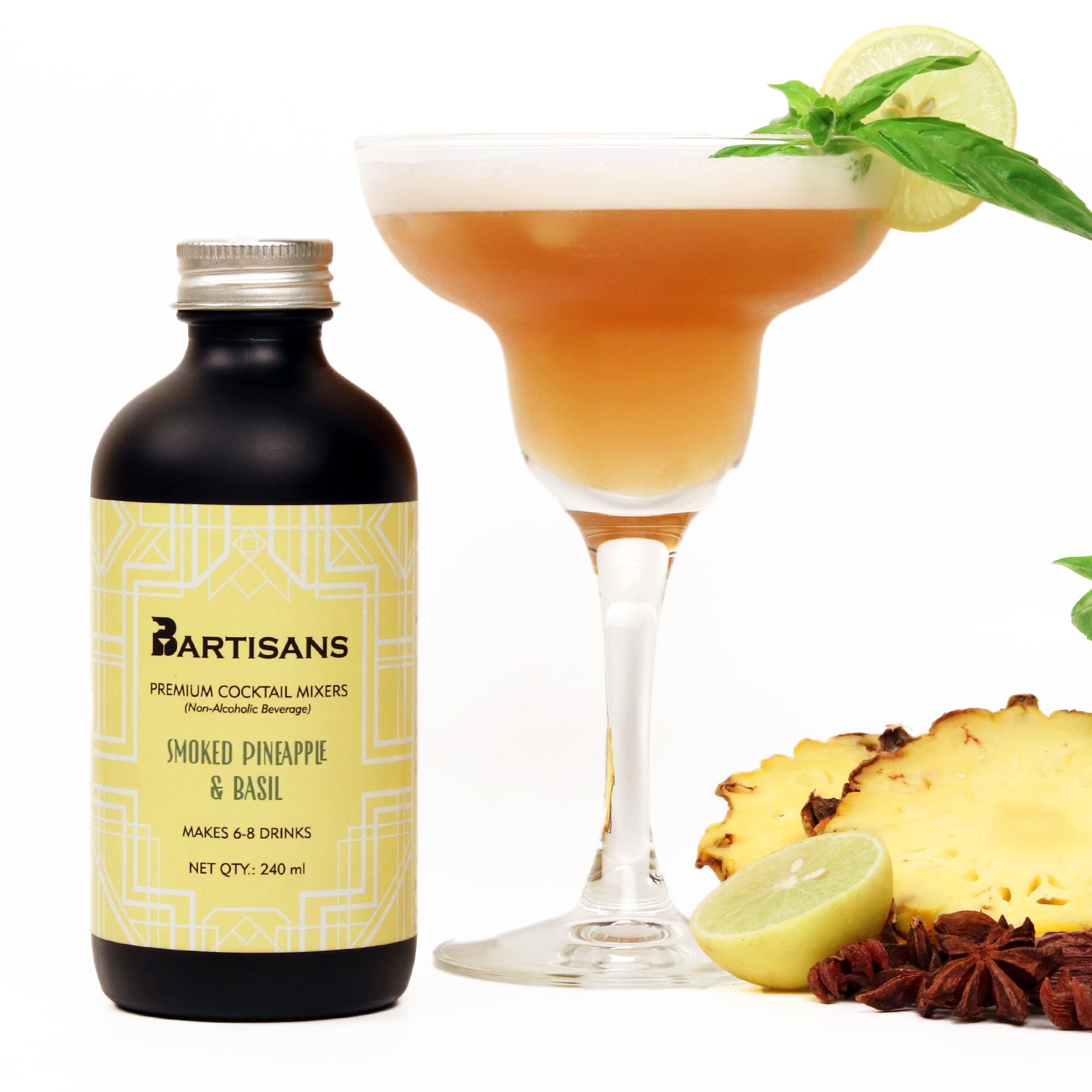Buy Bartisans' Cocktail Mixers Smoked Pineapple & Basil Flavours