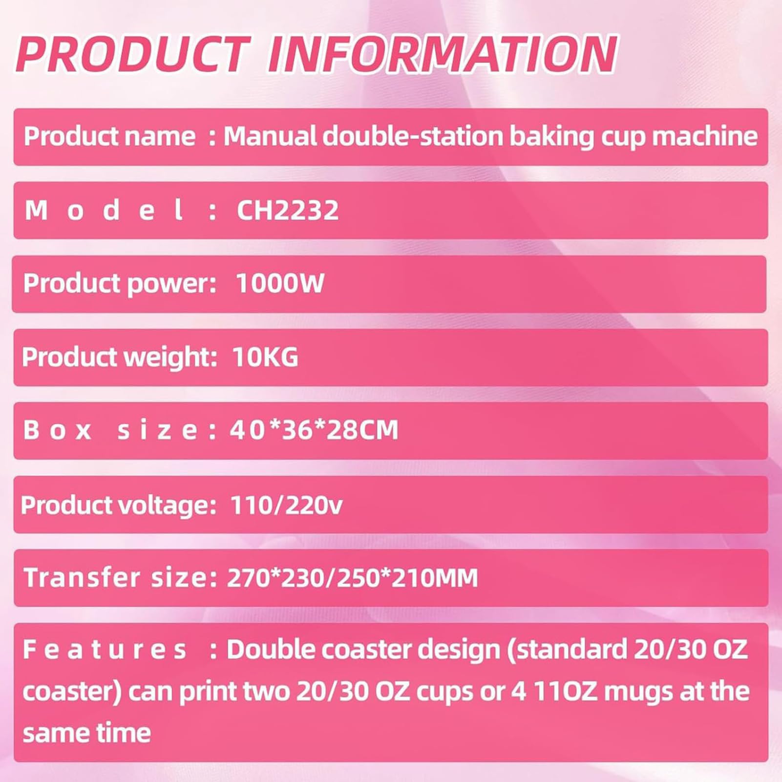 Máquina de prensa de calor para tazas, sublimación de 1000 W para acero inoxidable, cerámica y vidrio, paneles LCD dobles controlados independientemente para un fácil funcionamiento