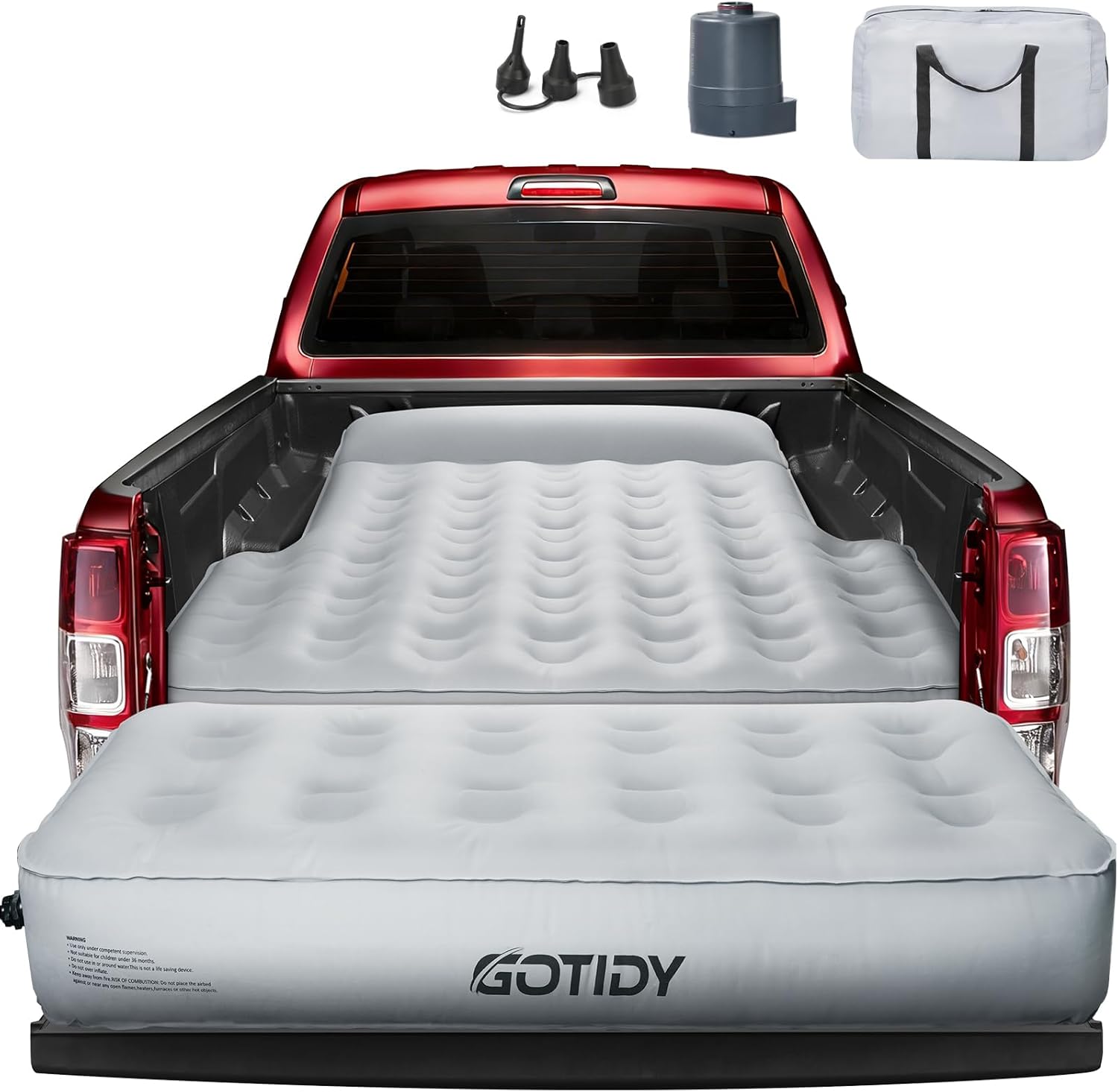 Truck Bed Mattress 5-5.5ft for Mid-Size Pickup, Fabric Texture Truck Bed Air Mattress Customized for Tacoma, Gladiator, Colorado, with Detachable Air Pump, for Truck Bed Camping, Road Trips & Travel