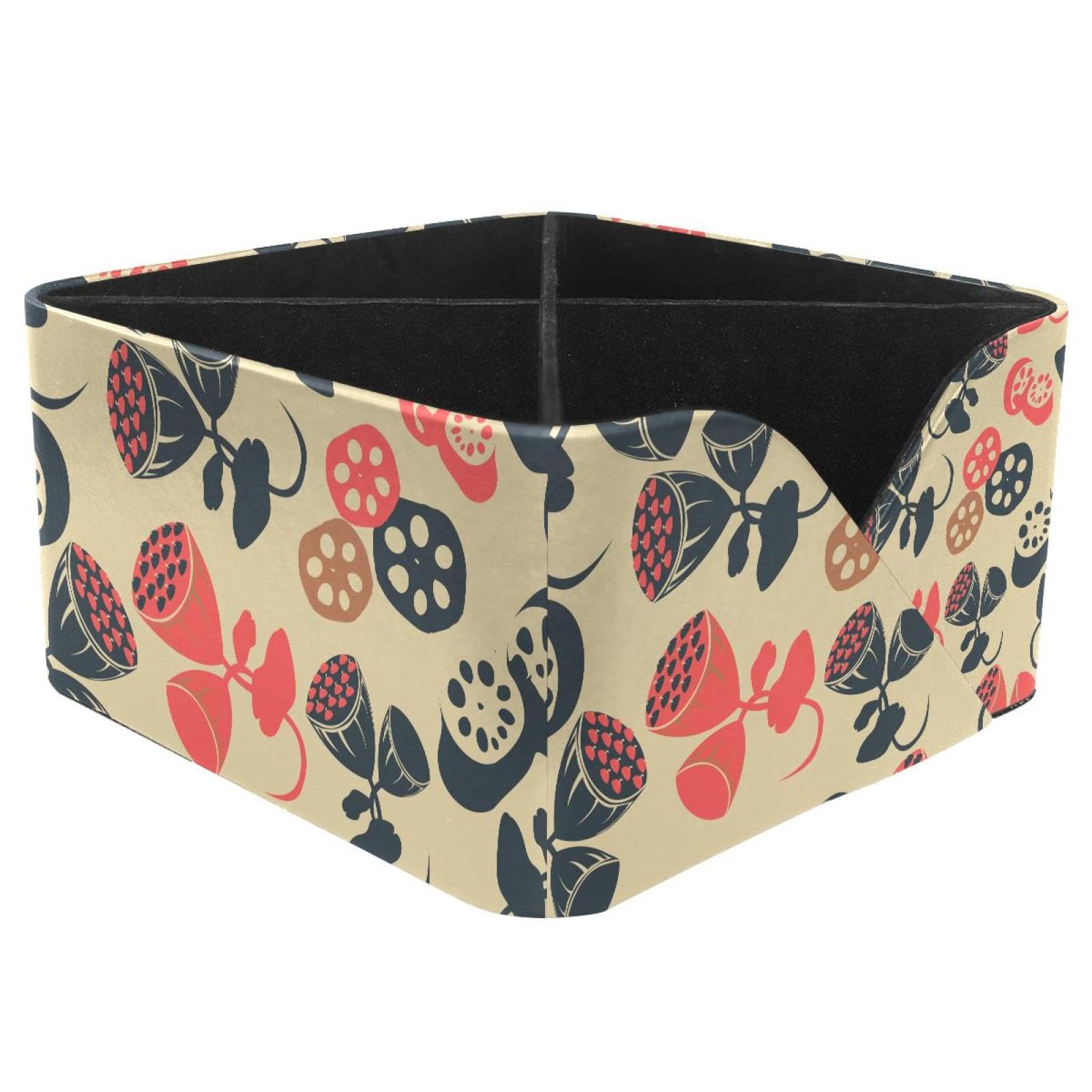 KengjuTesu Lotus Root Red Blue Desktop Organizer Pen Holder, Rectangular Pencil Cup for Office, Study and Makeup Stations