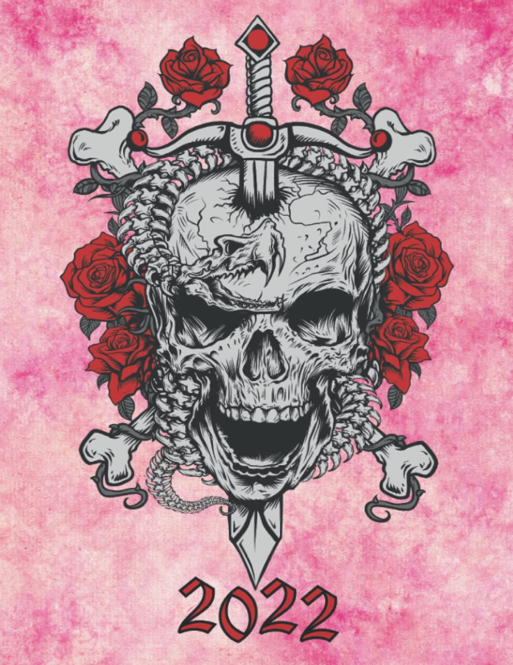 2022 Weekly Planner: Snake Skeleton Roses Skull themed Modern Calendar New Year, Christmas, Best Gift for Serpent Lovers