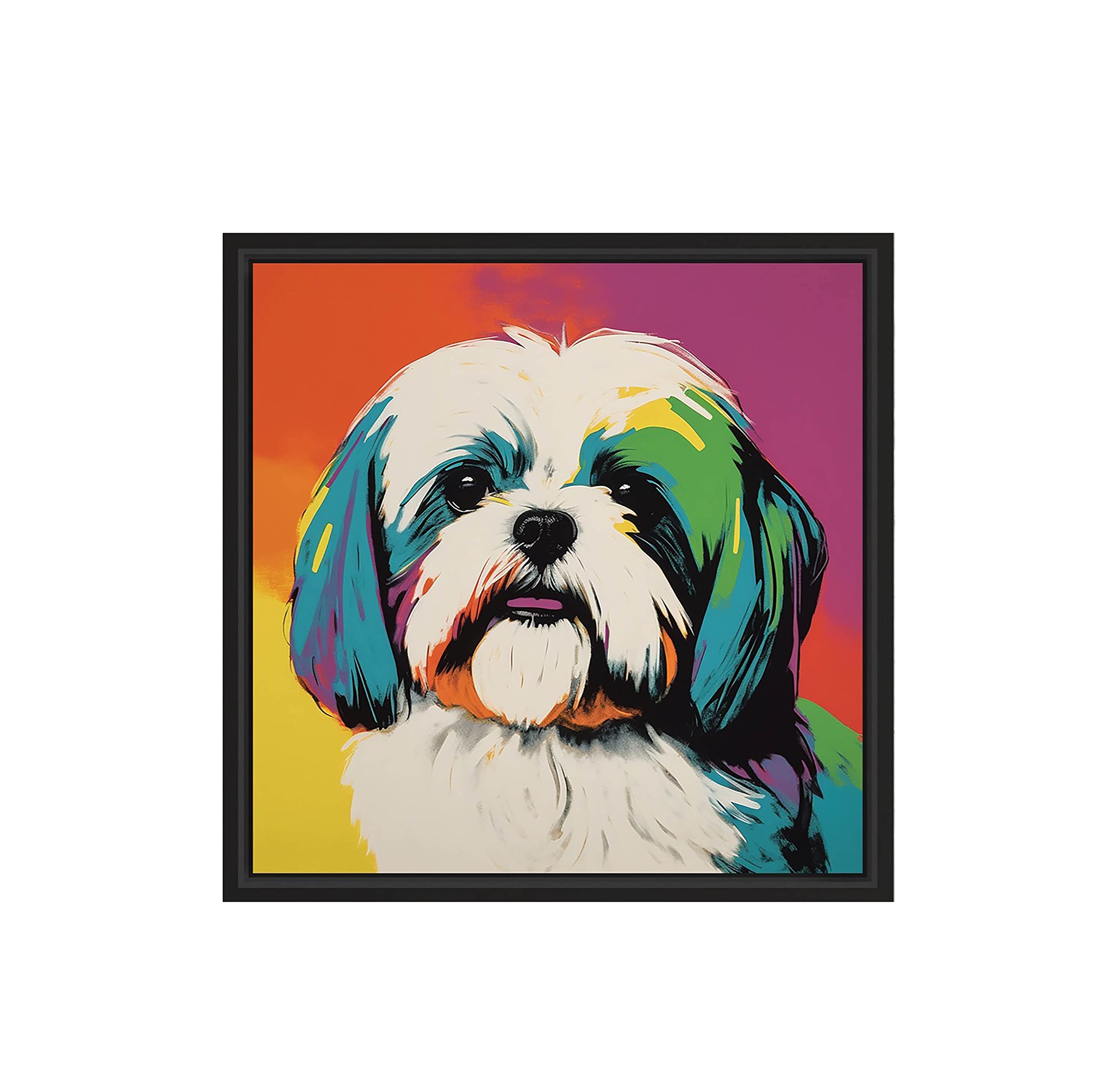 Shih Tzu Dog Art Print Poster, Wall art Painting Decor, Puppy Pop Art Home Decor Artwork For Bedroom Living Room Bathroom Decor, Puppies Colorful